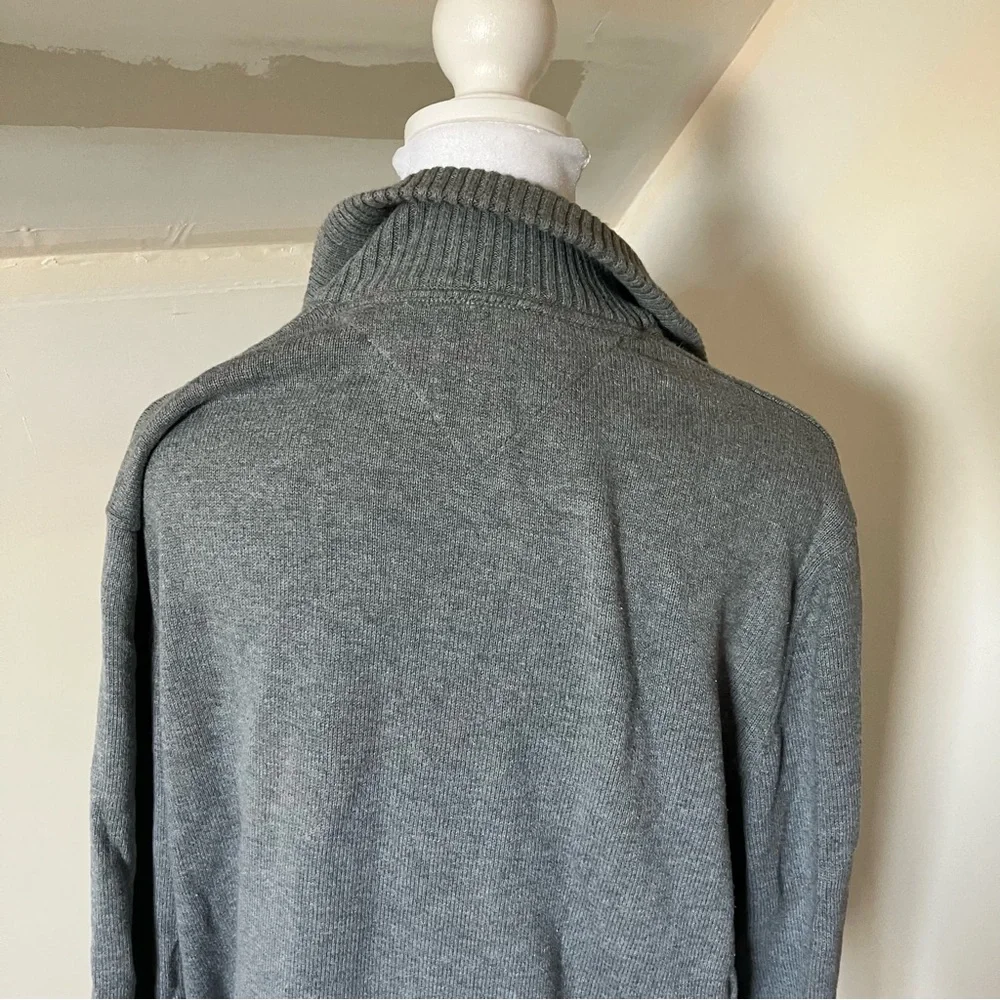 Tommy Hilfiger Mens Gray Quarter Zip Knit Long Sleeve Sweater size Medium